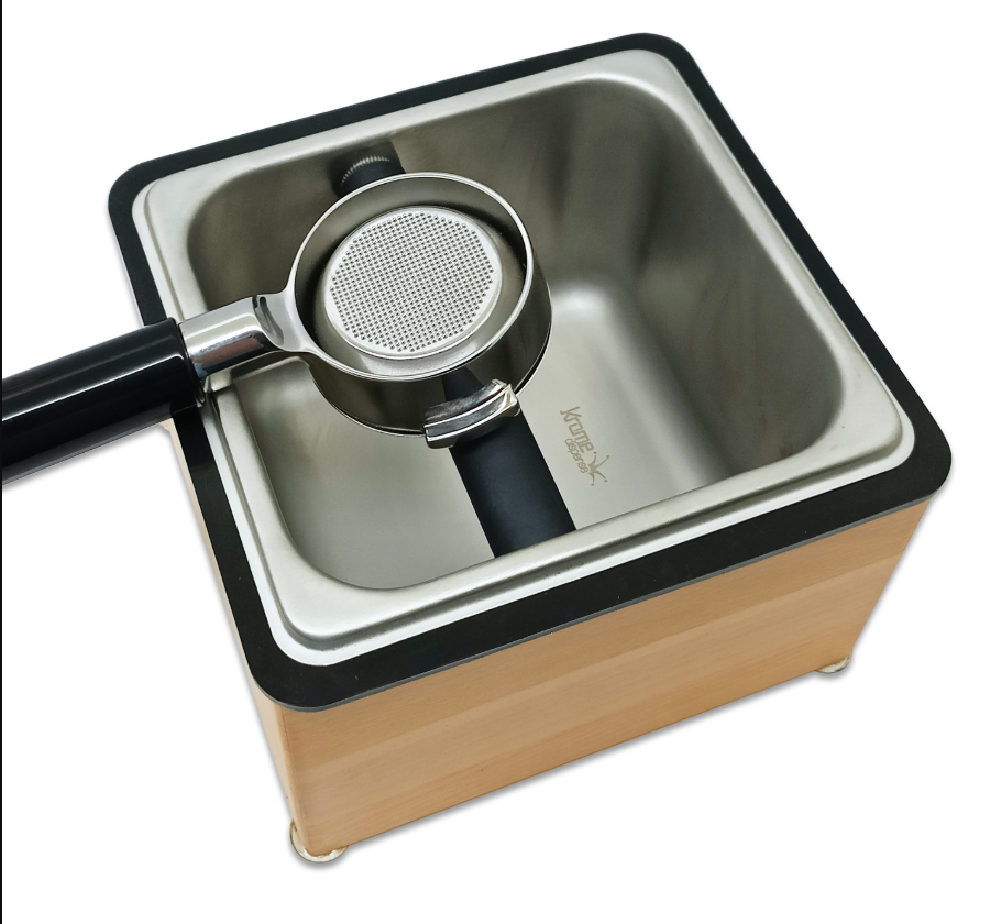 Genius Barista Tools Stainless Steel in Wooden Box Countertop Knock Box