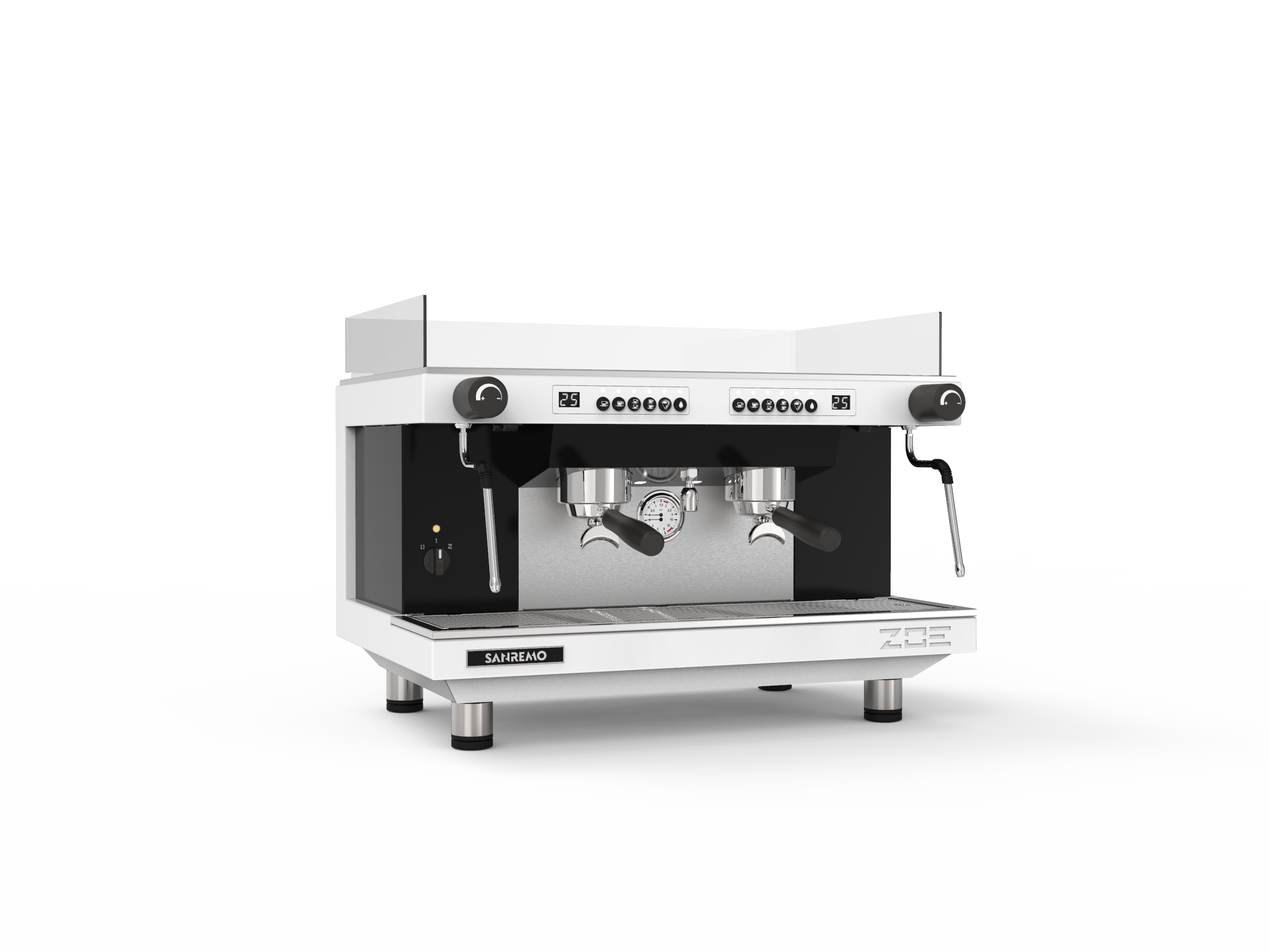 Sanremo ZOE Competition Espresso Machine 2GR  White/Black Front 3-4