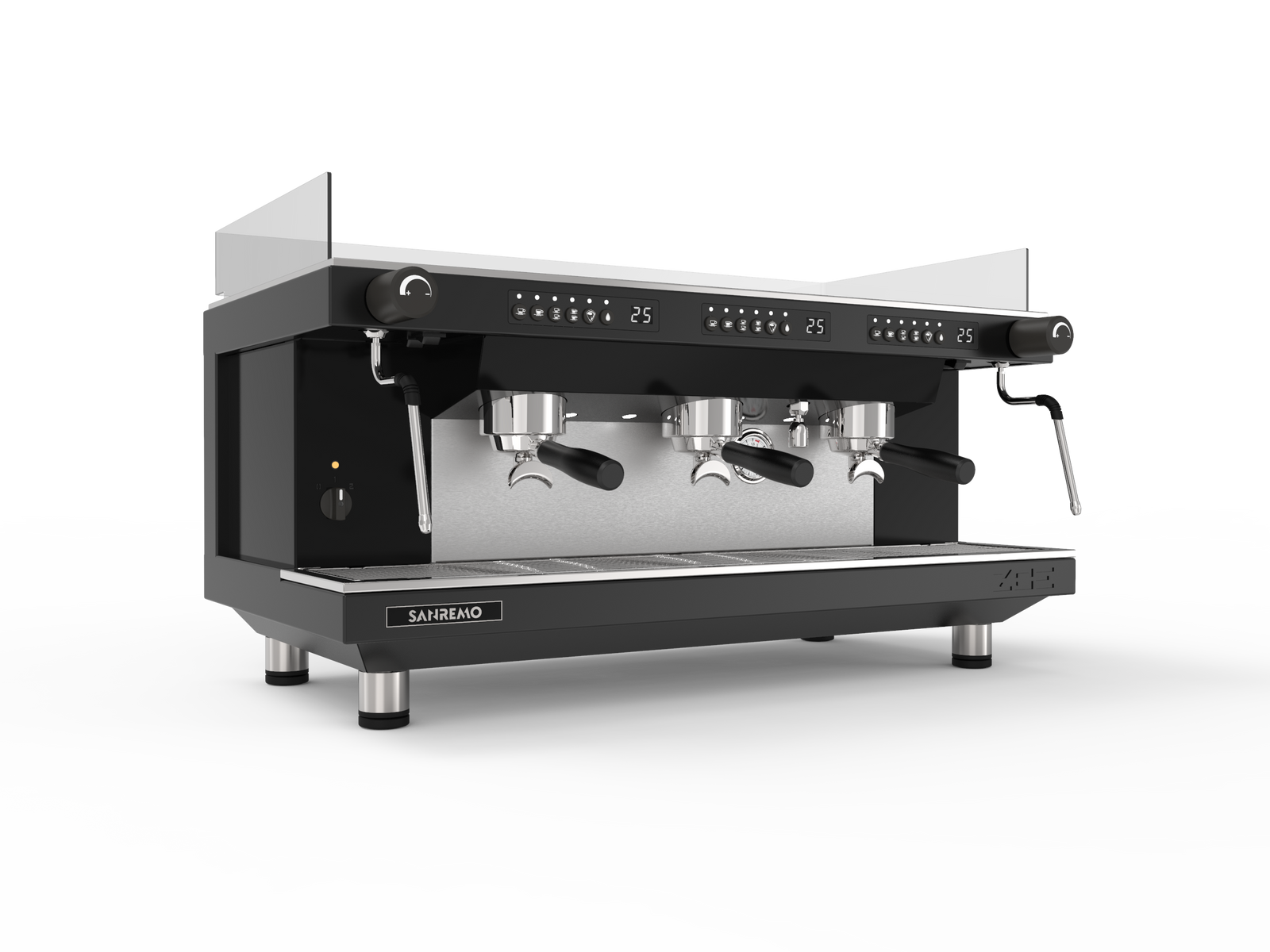 Sanremo ZOE Competition Espresso Machine 3GR Black front 3-4 for professional café use