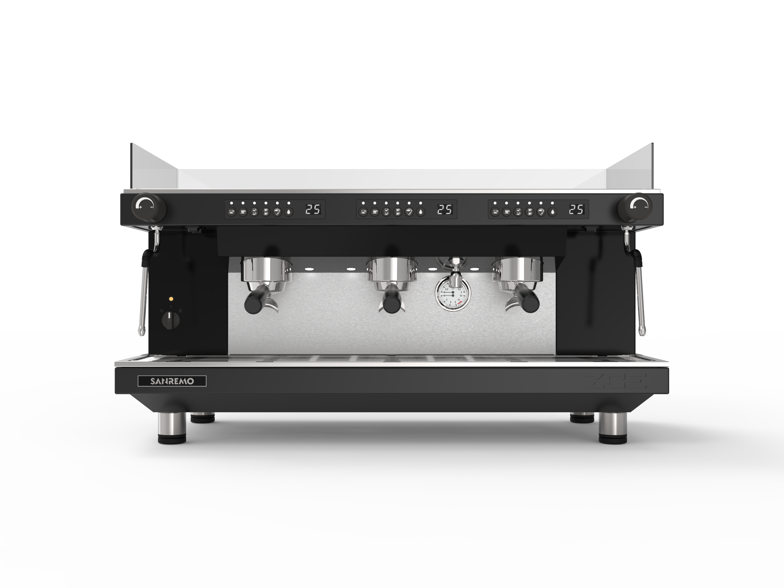 Sanremo ZOE Competition Espresso Machine 3GR Black front for professional café use