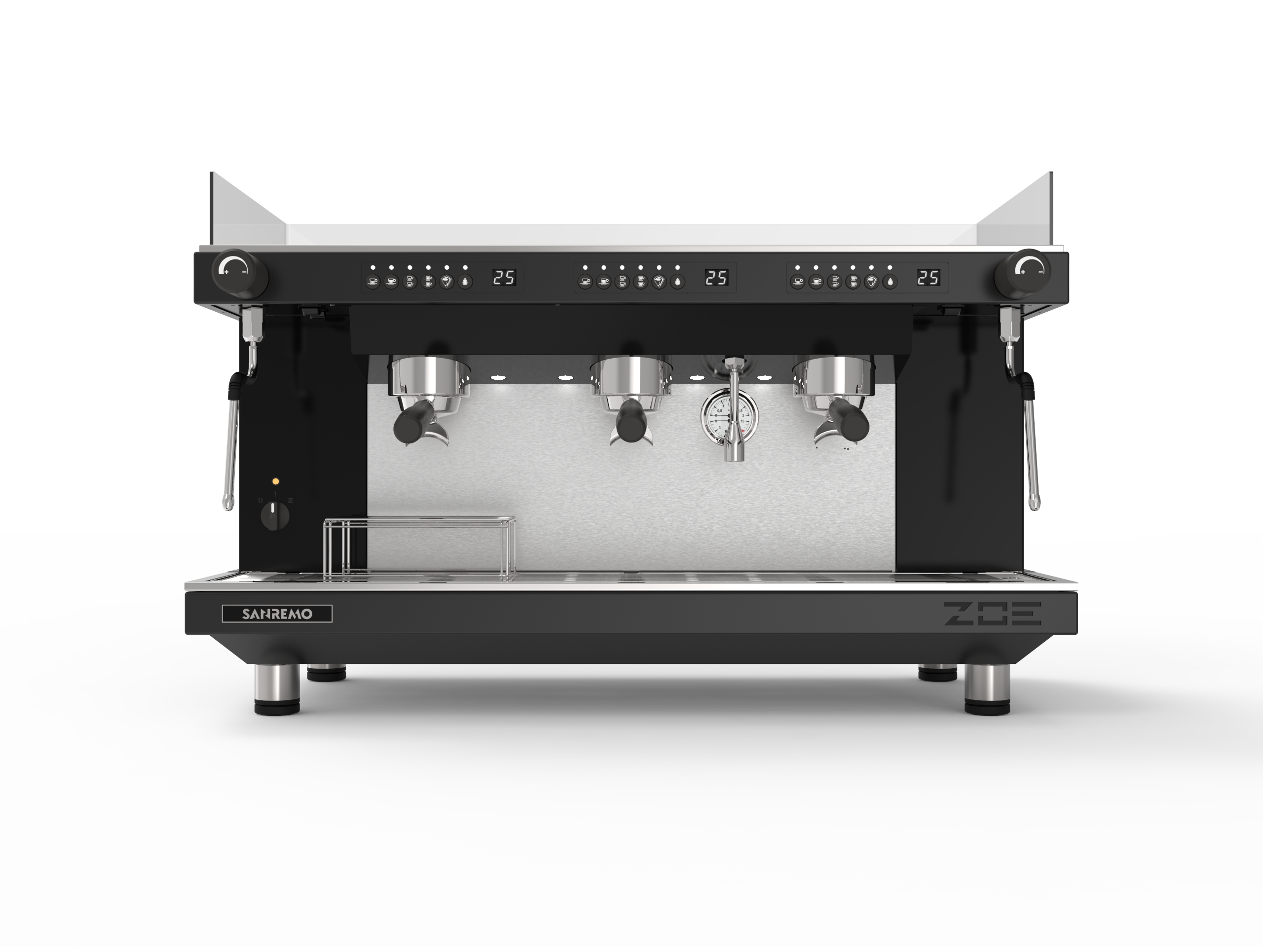 Sanremo ZOE Competition Tall Espresso Machine 3GR Black for professional café use front