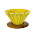 YELLOW ORIGAMI COFFEE DRIPPER WITH WOOD ORIGAMI DRIPPER HOLDER, MADE IN JAPAN